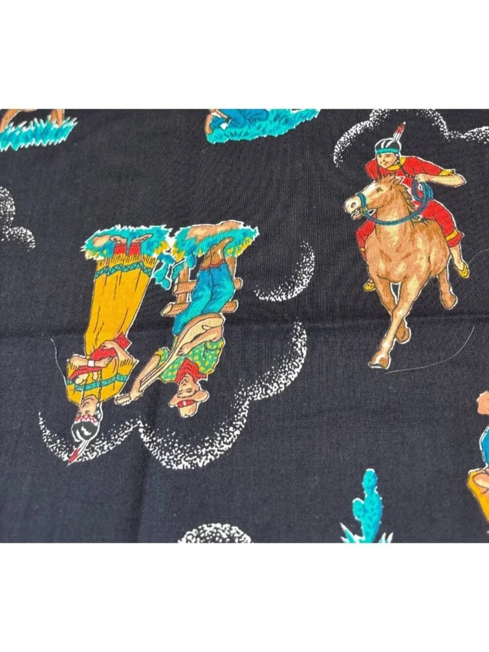 Cowboy & Native American Themed Cotton Fabric 1/2 yard x 44